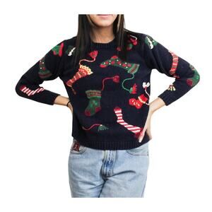 Christmas Stockings Sweater - S / Vintage / Holiday / Party